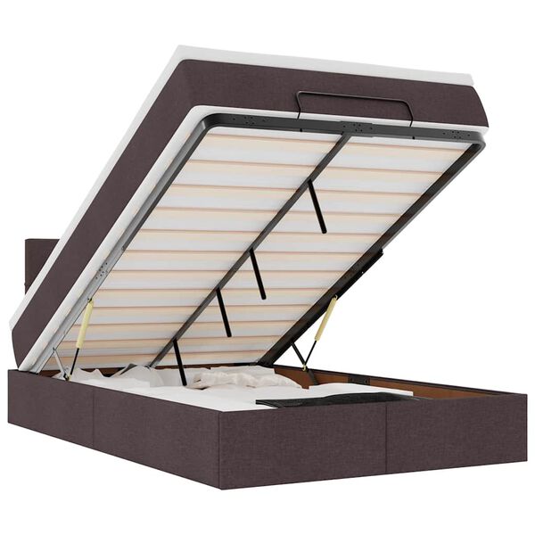 vidaXL Ottoman r&uacute;mgrind me&eth; d&yacute;nu D&ouml;kkbr&uacute;nt 120x190 cm Efni