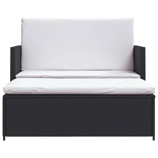 vidaXL 2 stk Garðhúsgagnasett með Púðum Pólýrattan Svart