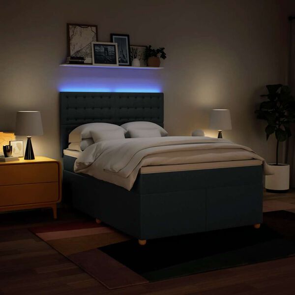 vidaXL H&oacute;lfa&eth; Springr&uacute;m me&eth; D&yacute;nu Bl&aacute;tt 140x190 cm Tauefni