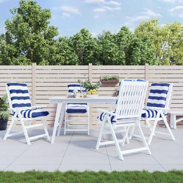 vidaXL St&oacute;lsessur fyrir L&aacute;gt Bak 4 stk. Bl&aacute;tt & Hv&iacute;tr&ouml;nd&oacute;tt Oxfordefni