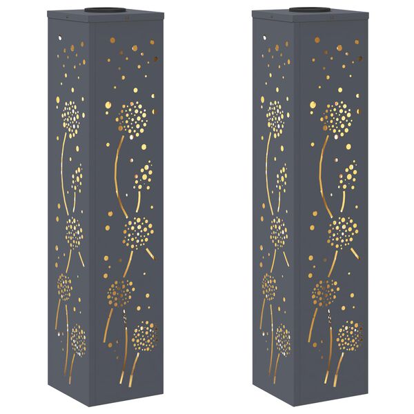 vidaXL S&oacute;lar LED st&iacute;gslj&oacute;s 2 pcs Antras&iacute;t Kaldvalsa&eth;ur st&aacute;lar