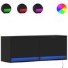 vidaXL Veggfestur Sj&oacute;nvarpssk&aacute;pur me&eth; LED lj&oacute;sum Svartur 100x31x38 cm