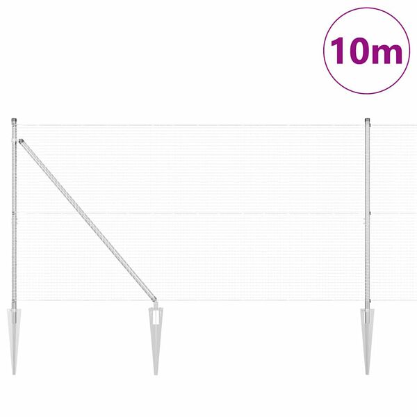 vidaXL Gir&eth;ingarp&oacute;stur Silfur 10 x 1,2 m (19 x 19 mm net) St&aacute;l