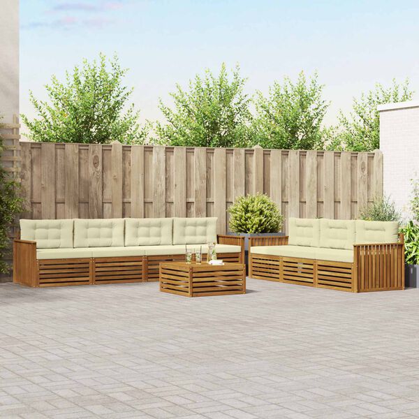 vidaXL &Uacute;ti s&oacute;fasett me&eth; p&uacute;&eth;i 8 pcs N&aacute;tt&uacute;rulegt og Krem