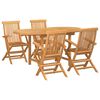 vidaXL Gar&eth;ur bor&eth;sett 5 pcs Br&uacute;nn Solid teak vi&eth;ur