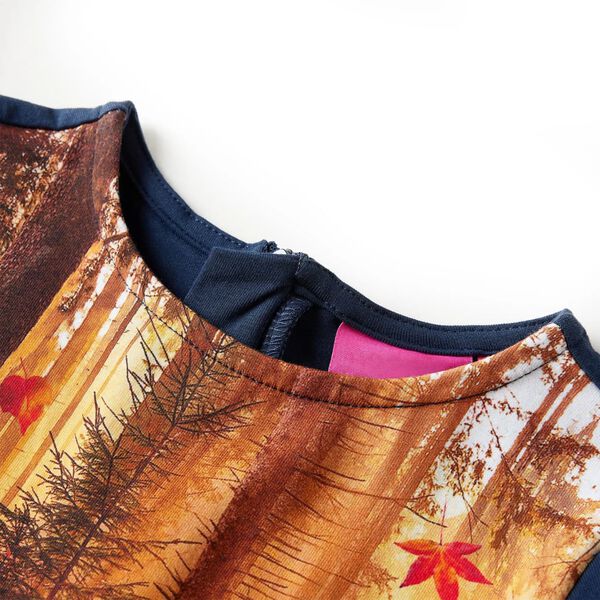 Barnakjóll með Síðum Ermum Dökkblár 128