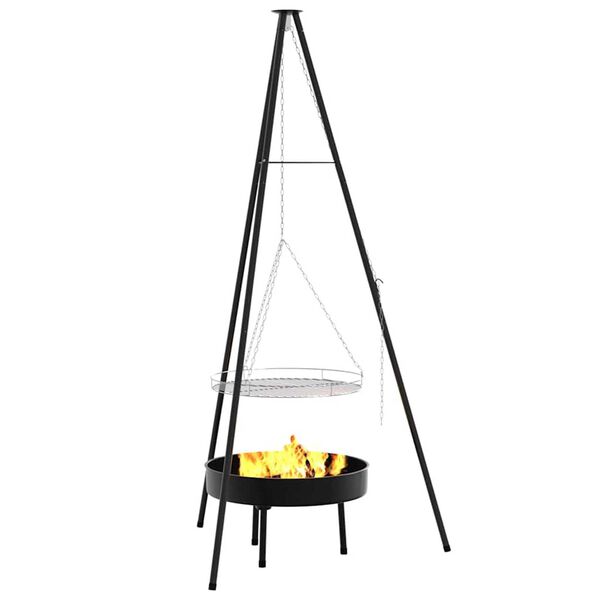 vidaXL Campfire þrífótur Svartur 92 x 92 x 171.5 cm metal