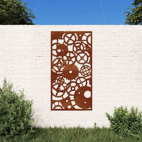 vidaXL Veggskreyting &iacute; Gar&eth;inn 105x55 cm Corten St&aacute;l Tannhj&oacute;lah&ouml;nnun