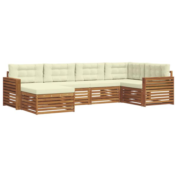 vidaXL &Uacute;ti s&oacute;fasett me&eth; p&uacute;&eth;i 6 pcs N&aacute;tt&uacute;rulegt og Krem