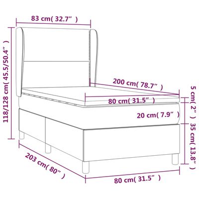 vidaXL Hólfað Springrúm með Dýnu Blátt 80x200 cm Flauel