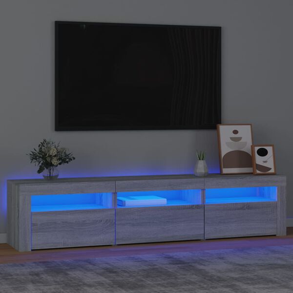 vidaXL Sjónvarpsskápur með LED Ljósum Grár Sonoma 180x35x40 cm