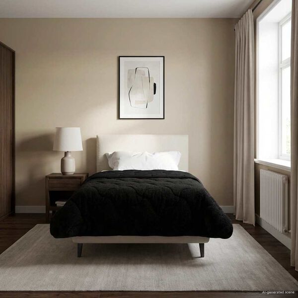 vidaXL Full &aacute;rs d&yacute;na Svartur 135 x 220 cm Microfiber og Teddy f&oacute;&eth;ri&eth;