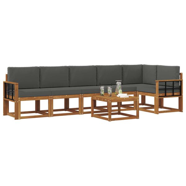 vidaXL &Uacute;ti s&oacute;fasett me&eth; p&uacute;&eth;i 7 pcs N&aacute;tt&uacute;rulegt og Antrac&iacute;t