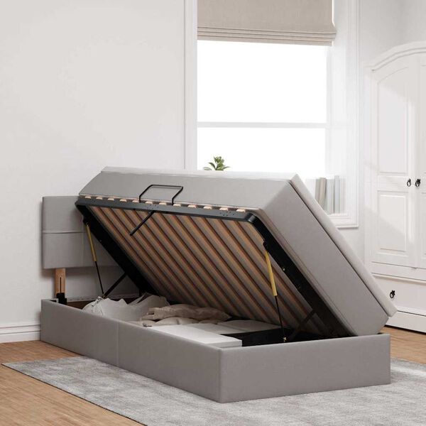 vidaXL R&uacute;m me&eth; geymslur&yacute;mi og LED me&eth; d&yacute;nu M&oacute;gr&aacute;r 90 x 200 cm d&uacute;kur