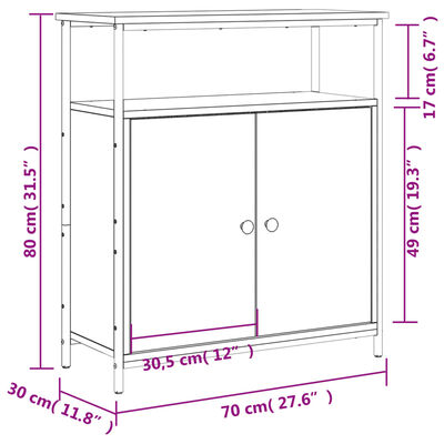 vidaXL Skenkur Reyktóna Eikarlitur 70x30x80 cm Samsettur Viður