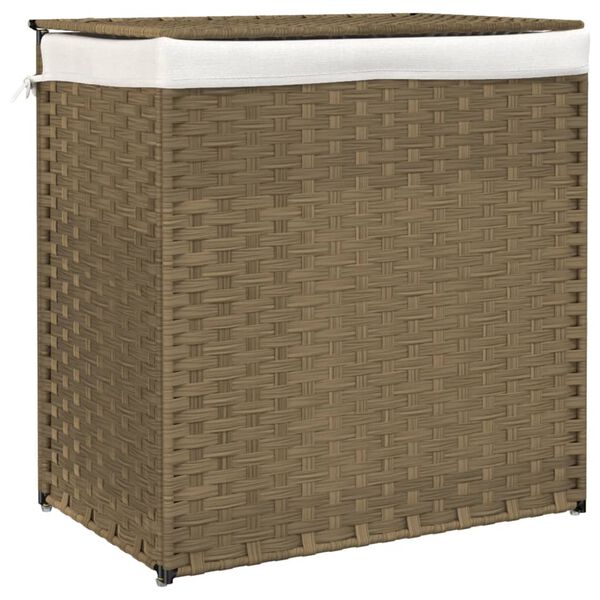 vidaXL þvottakarfa með 2 Hlutum 53x35x57 cm Pólýrattan