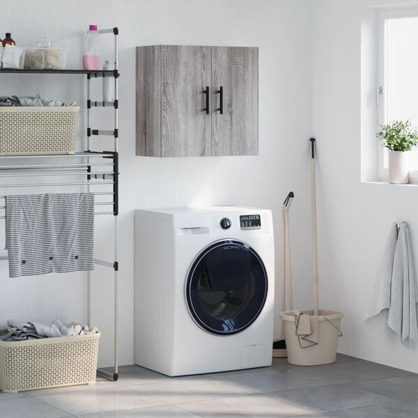 vidaXL Veggfestur Sk&aacute;pur Gr&aacute; Sonoma 60x31x60 cm Samsettur Vi&eth;ur