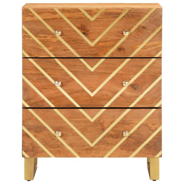 vidaXL Hliðarskápur Brúnn & Svartur 60x33,5x75 cm Gegnheill Mangóviður