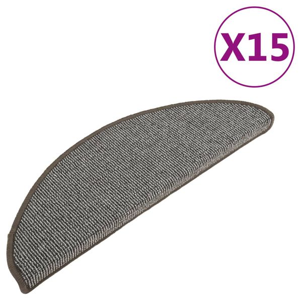vidaXL Stigamottur 15 stk 65x21x4 cm gr&aacute;ar h&aacute;lfhringlaga st&oacute;rar