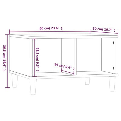 vidaXL Sófaborð Háglans Hvítt 60x50x36,5 cm Samsettur Viður