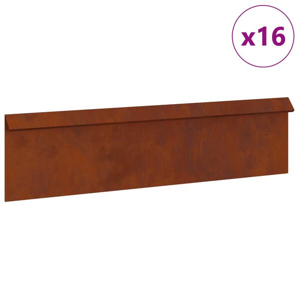 vidaXL Sniglafence 16 pcs Rusty 100 x 3,5 x 25 cm Ve&eth;ra&eth; st&aacute;l