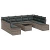 vidaXL Gar&eth;s&oacute;fa sett me&eth; p&uacute;&eth;i 10 pcs Gr&aacute;r p&oacute;l&yacute;rattan