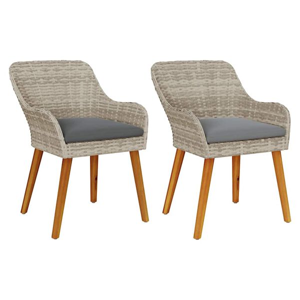 vidaXL Gar&eth;st&oacute;ll me&eth; p&uacute;&eth;i 2 pcs Lj&oacute;sgr&aacute;r 62.5 x 55 x 82 cm p&oacute;l&yacute;rattan