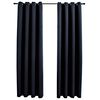 vidaXL Myrkvunargluggatj&ouml;ld me&eth; M&aacute;lmhringjum 2 stk. Sv&ouml;rt 140x175 cm