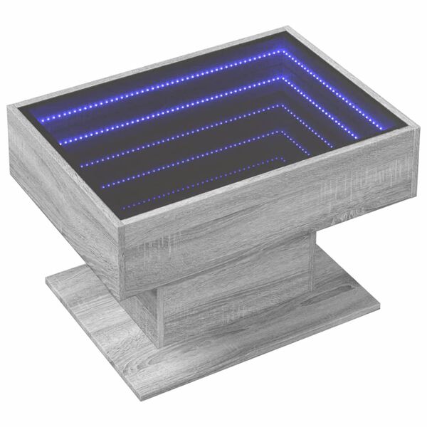 vidaXL S&oacute;fabor&eth; me&eth; LED Gr&aacute;tt Sonoma 70x50x45 cm Samsettur Vi&eth;ur