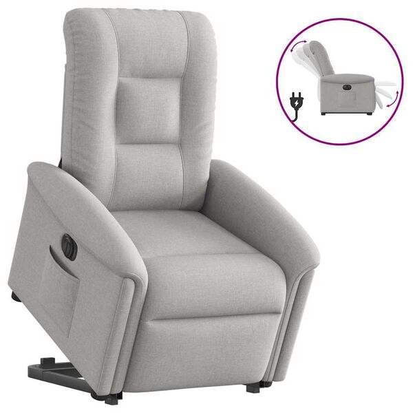vidaXL Electric Stand up Recliner stóll Cloud Grey Efni