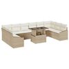 vidaXL Gar&eth;s&oacute;fa sett 11 pcs Beige og krem p&oacute;l&yacute;rattan & Dufth&uacute;&eth;a&eth; st&aacute;l