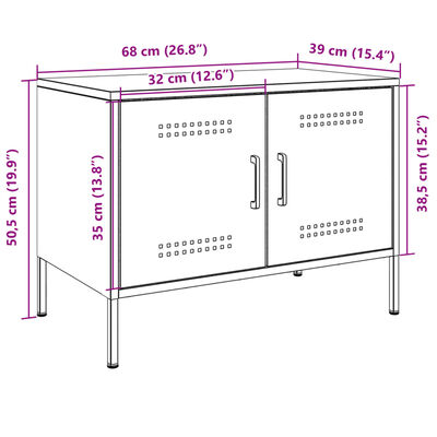 vidaXL Sjónvarpsskápar 2 stk. Svartur 68x39x50,5 cm Stál