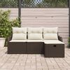 vidaXL Garðsófa sett með púði með geymslu 4 pcs Brúnn Poly rattan