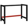 vidaXL Vinnubekkur M&aacute;lmgrind 120x57x79 cm Svartur og Rau&eth;ur