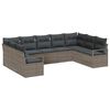 vidaXL Gar&eth;s&oacute;fa sett me&eth; p&uacute;&eth;i me&eth; geymslu 9 pcs Gr&aacute;r p&oacute;l&yacute;rattan