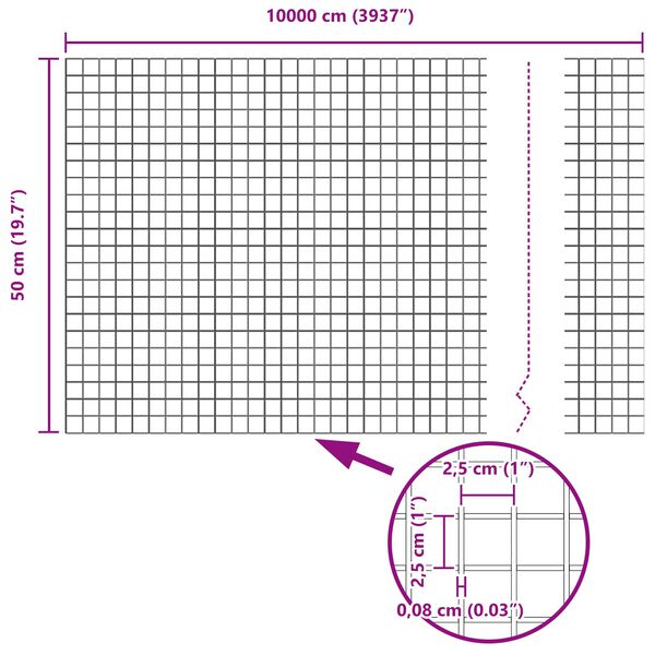 vidaXL Suðuvírs girðing Silfur 0.5 x 100 m Stál