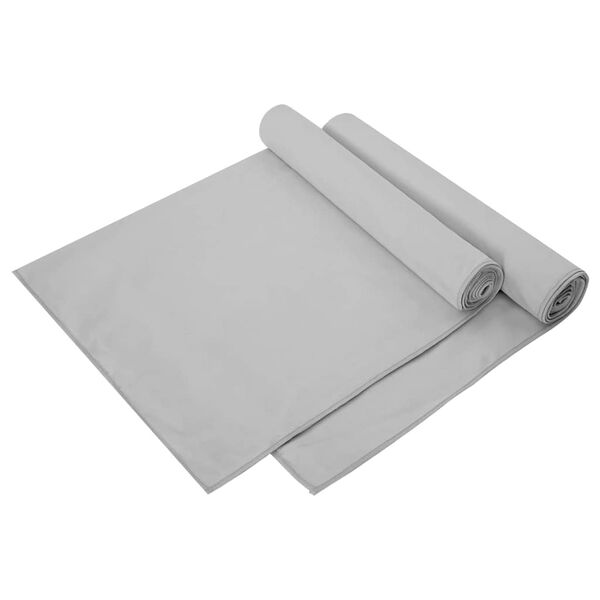 vidaXL &Iacute;&thorn;r&oacute;ttahandkl&aelig;&eth;i 2 pcs Gr&aacute;r 140 x 70 cm P&oacute;l&yacute;ester og p&oacute;l&yacute;am&iacute;&eth;