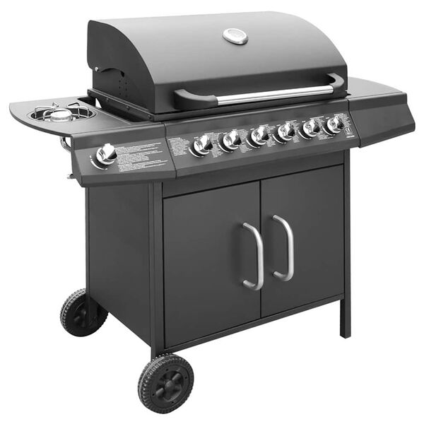 vidaXL Gasgrill 6+1 Brennarar Svart