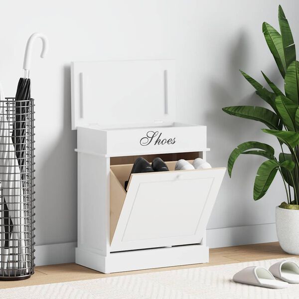 vidaXL Sk&oacute;sk&aacute;pur Hv&iacute;tur 50x28x58 cm Paulowniavi&eth;ur