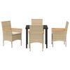 vidaXL Gar&eth;ur bor&eth;sett me&eth; p&uacute;&eth;i 5 pcs Drapplita&eth;ur p&oacute;l&yacute;rattan