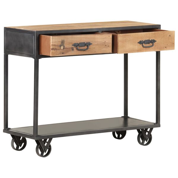 vidaXL Veggbor&eth; 90x35x74 cm Gegnheill Endurunninn Vi&eth;ur