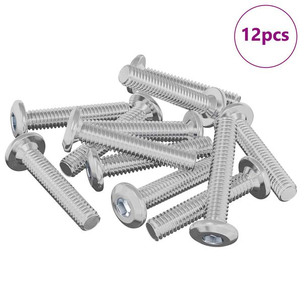 vidaXL H&ouml;fu&eth;l&aacute;saskr&uacute;fa 12 pcs Silfur M6 x 35 mm St&aacute;l