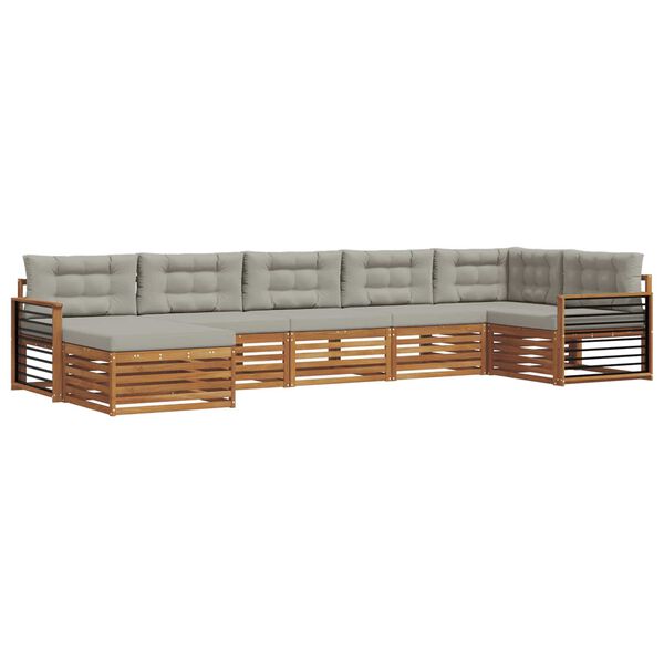 vidaXL S&oacute;fasett 7 pcs N&aacute;tt&uacute;rulegt og Lj&oacute;st Gr&aacute;tt Hrein akas&iacute;utr&eacute;