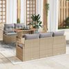 vidaXL Gar&eth;s&oacute;fa sett me&eth; geymslu 6 pcs Drapplita&eth;ur Poly rattan