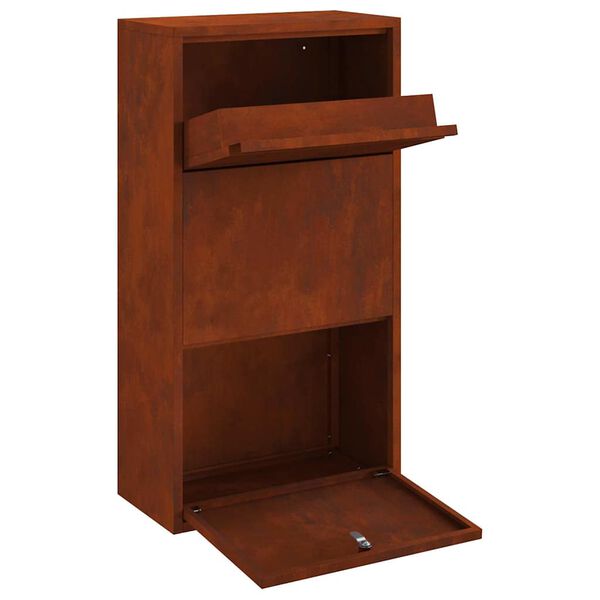 vidaXL P&oacute;stkassi me&eth; geymslu me&eth; l&aacute;s Rusty 44 x 22 x 82 cm Ve&eth;ra&eth; st&aacute;l