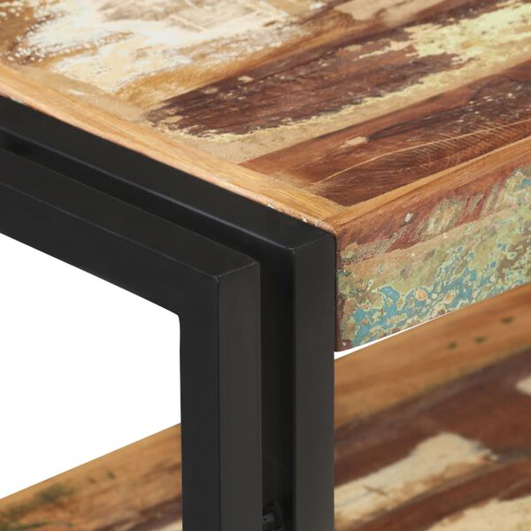 vidaXL Veggbor&eth; 150x30x75 cm Gegnheill Endurheimtur Vi&eth;ur