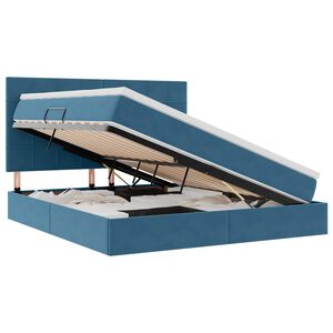 vidaXL R&uacute;m me&eth; geymslur&yacute;mi og LED me&eth; led D&ouml;kkbl&aacute;r 180 x 200 cm Flauel