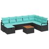 vidaXL Gar&eth;s&oacute;fa sett me&eth; p&uacute;&eth;i me&eth; geymslu 9 pcs Svartur p&oacute;l&yacute;rattan