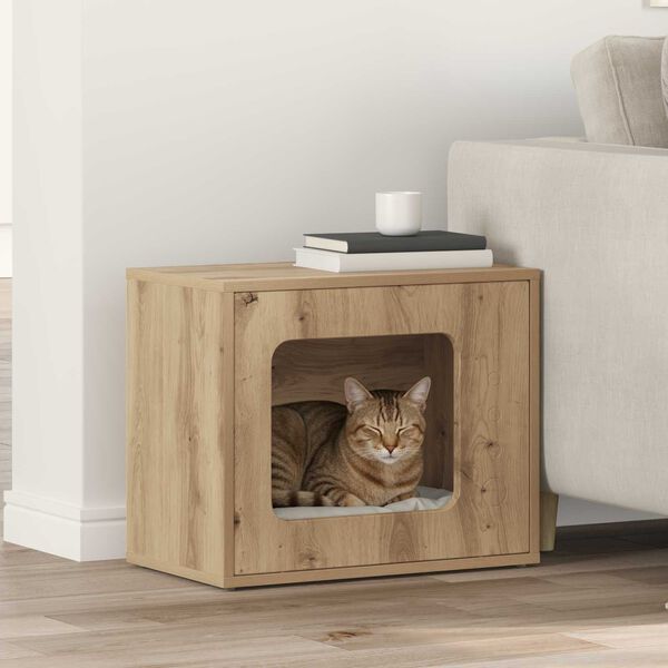 vidaXL Katta h&uacute;s Listama&eth;ur Eik 51 x 30 x 42,5 cm Samsettur vi&eth;ur