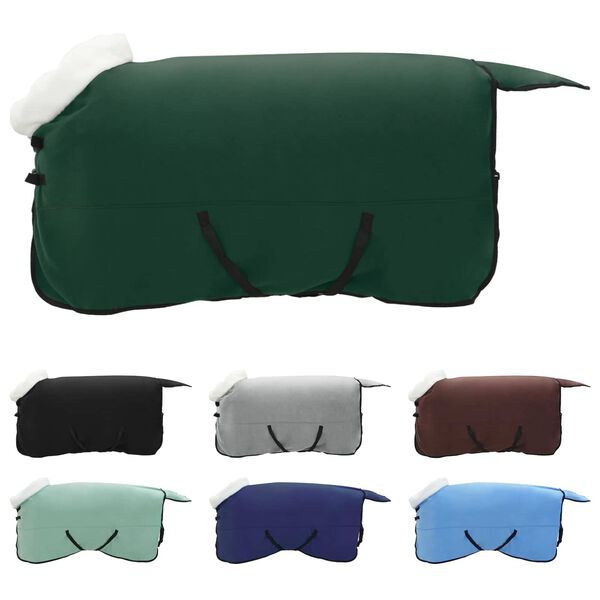 vidaXL Hrossateppa Fullkominn d&ouml;kkgr&aelig;nn 145 cm P&oacute;l&oacute;rafleece